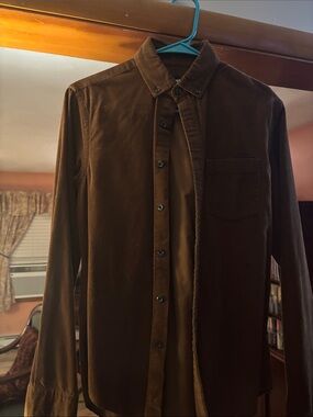 Express Men's Corduroy Button-Up Shirt Jacket in Brown